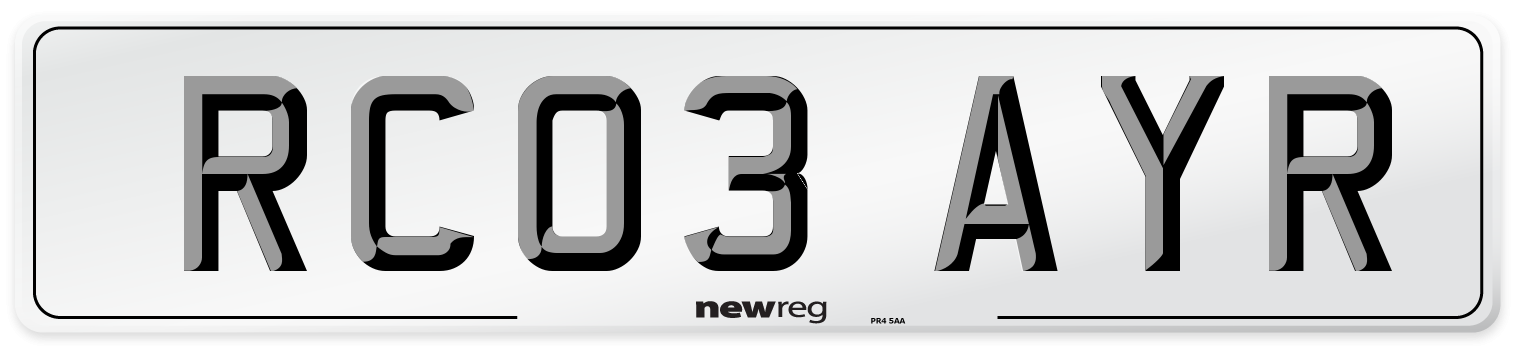 RC03 AYR Number Plate from New Reg